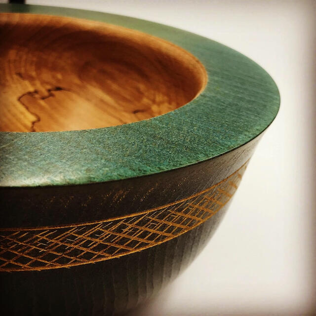 Spalted beech colourtext bowl
